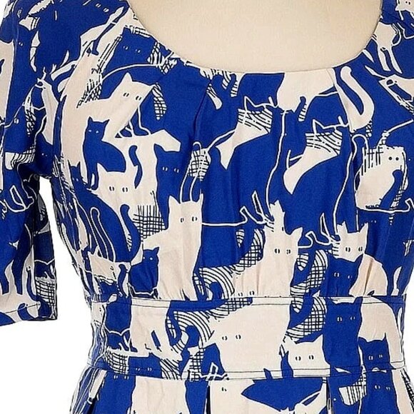 eShakti Cat Dress HTF Print - Picture 1 of 5